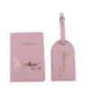 PU Leather Travel Luggage Tag Identifier Suitcase Labels for Luggage Privacy Protection Accessories Ships Pink