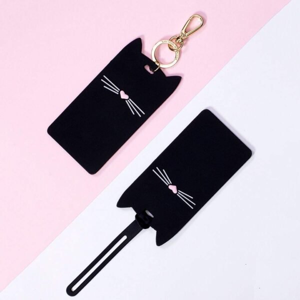 51OxLCy28TL Silicone Luggage Tag with Durable Strap Black Cat