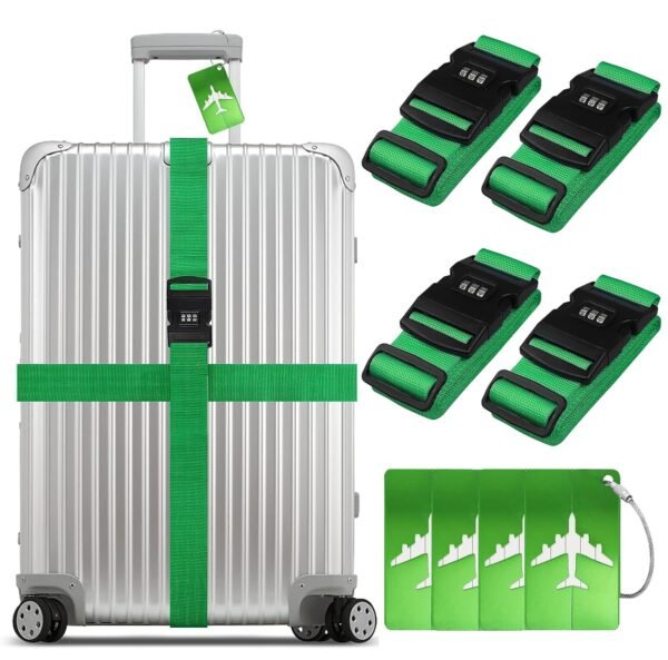 71f6pZmUK4L Luggage Straps and 4 Pack Luggage Tags Green