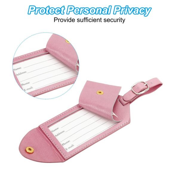 PU Leather Travel Luggage Tag Identifier Suitcase Labels for Luggage Privacy Protection Accessories Ships Pink