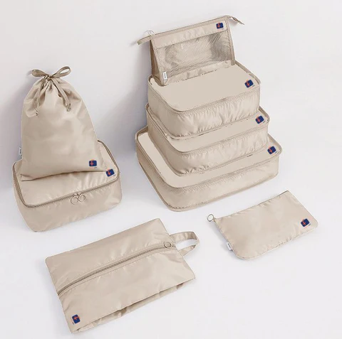 Travel Luggage Packing Organizer Bags Beige