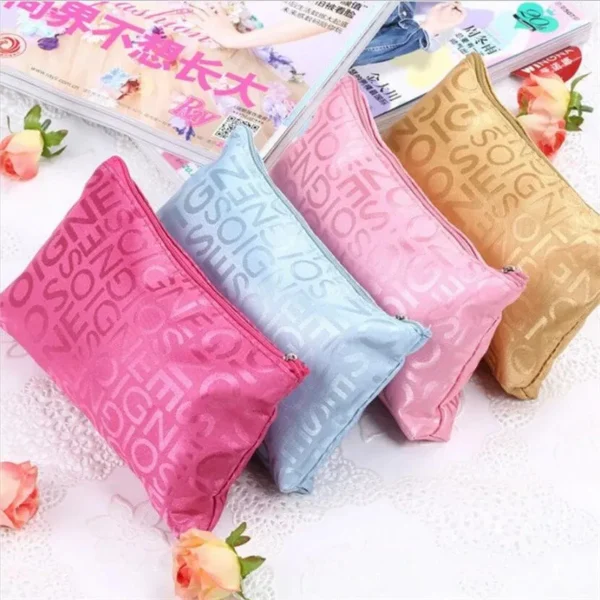 Portable Women Cosmetic Bag Cute Beauty Zipper Travel Letter Makeup Bags Pouch Toiletry Organizer Holder