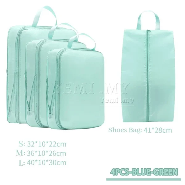 MY Stock 4 Set Compression Packing Cubes Travel Organizer Bags Lightweight Luggage Storage
