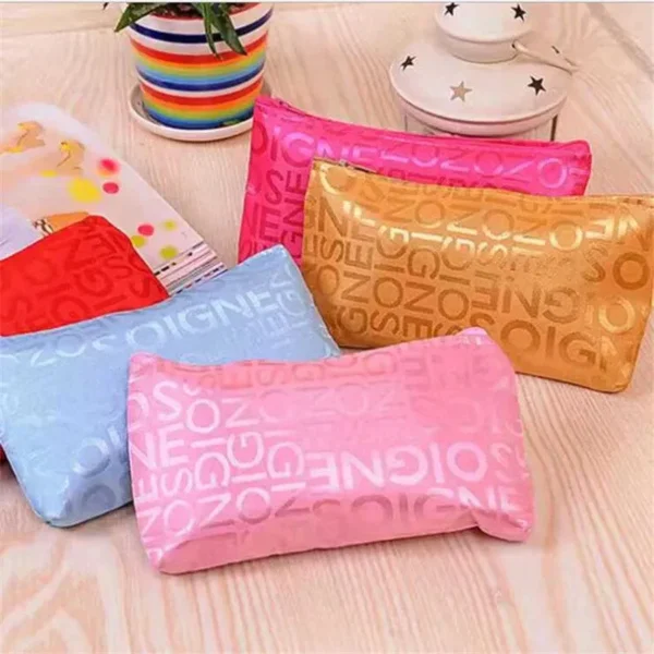 Portable Women Cosmetic Bag Cute Beauty Zipper Travel Letter Makeup Bags Pouch Toiletry Organizer Holder