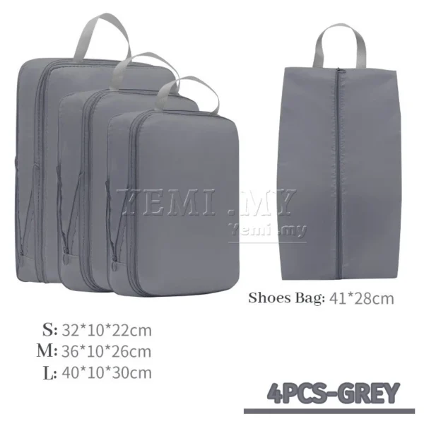 MY Stock 4 Set Compression Packing Cubes Travel Organizer Bags Lightweight Luggage Storage