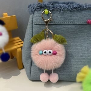 sg-11134201-7rbl8-loz3g4rns3cj62 Cute Fluffy Pom Pom Keychain Plush Bag Pendant with Cartoon Eyes