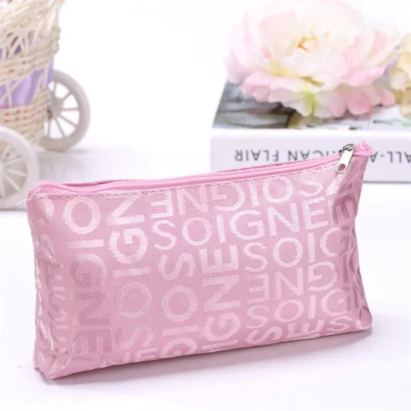 Portable Women Cosmetic Bag Cute Beauty Zipper Travel Letter Makeup Bags Pouch Toiletry Organizer Holder